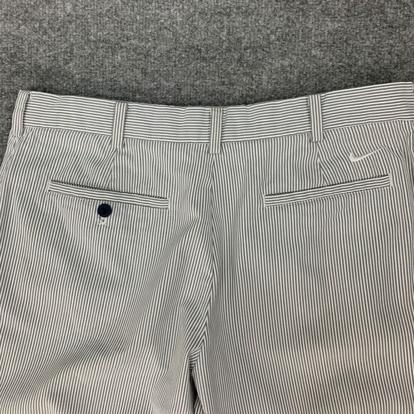 Nike Pants Mens 35 Metal Gray Striped Flat Front Tech Dri Fit Travel Golf Chino - Picture 8 of 12